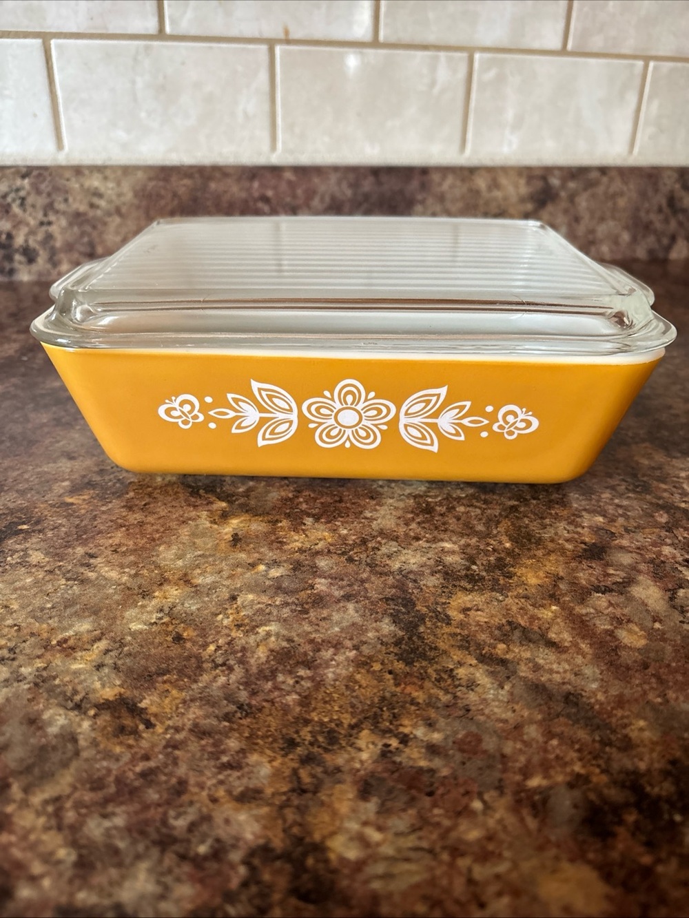 Vintage PYREX Butterfly Gold 503 refrigerator dish lid 1.5qt